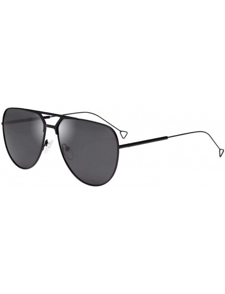Aviator Classic Aviator Double Beam Polarized UV Protection Metal Sunglasses for Men and Women 1964 - Black - C818R6EGSHZ $11.97