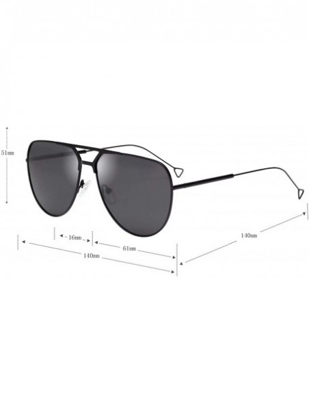 Aviator Classic Aviator Double Beam Polarized UV Protection Metal Sunglasses for Men and Women 1964 - Black - C818R6EGSHZ $11.97