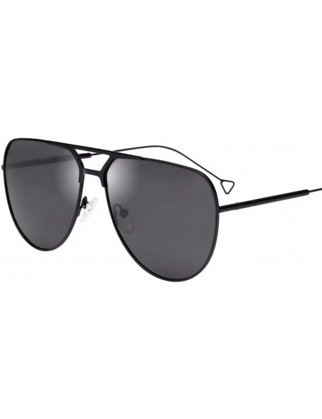 Aviator Classic Aviator Double Beam Polarized UV Protection Metal Sunglasses for Men and Women 1964 - Black - C818R6EGSHZ $11.97