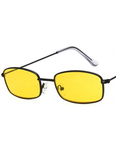 Oval Rectangle Sunglasses Men Women Retro Metal Frame Yellow Red Female Sun Glasses - C1black Yellow - CH194O8QN0G $19.45