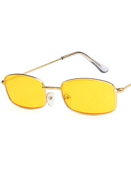 Oval Rectangle Sunglasses Men Women Retro Metal Frame Yellow Red Female Sun Glasses - C1black Yellow - CH194O8QN0G $19.45