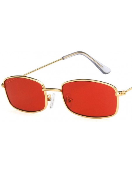 Oval Rectangle Sunglasses Men Women Retro Metal Frame Yellow Red Female Sun Glasses - C1black Yellow - CH194O8QN0G $19.45