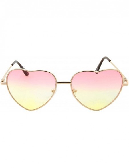 Oversized Heart Sunglasses Thin Metal Frame Lovely Heart Shaped Style for Women - Gold Frame - Pink/Yellow Lens - CT18U97CKD5...