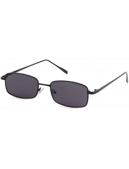 Rectangular Vintage Sunglasses for Women Men Retro Rectangular Metal Frame Steampunk UV400 Lens - Black Grey - CZ18W82MM9D $1...