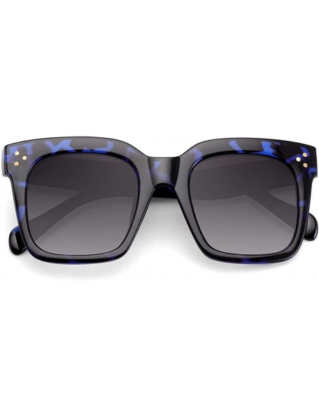 Square Classic Square Oversized Sunglasses for Women Men Vintage Shades UV400 - C7 Blue Frame - CA198DQ857R $11.57