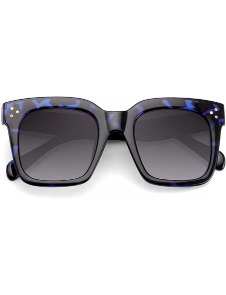 Square Classic Square Oversized Sunglasses for Women Men Vintage Shades UV400 - C7 Blue Frame - CA198DQ857R $11.57