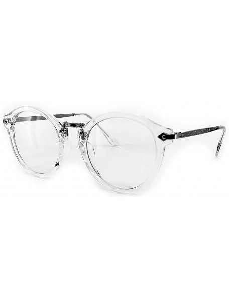 Aviator 8926 Women Men Vintage Classic Nerd retro Round Non-Prescription Clear Lens Glasses Frame - Clear - CQ18DIA23YI $29.54