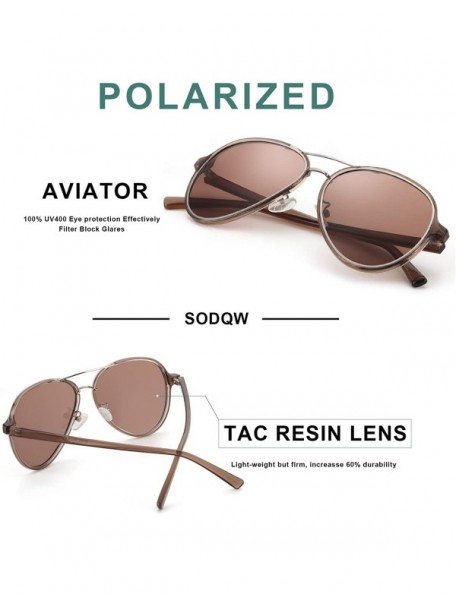 Sport Aviator Sunglasses Women Polarized - Brown Frame / Brown Polarized Lens - CO193G7ULGN $21.94