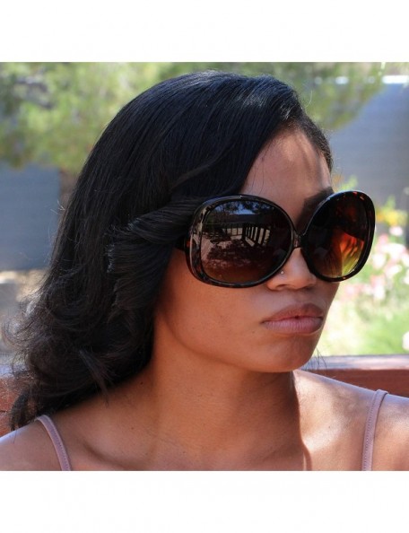 Oval Big Huge Oversized Vintage"Jackie O" Style Sunglasses Retro Women Celebrity Fashion - Tortoise - C41867O45O7 $10.57