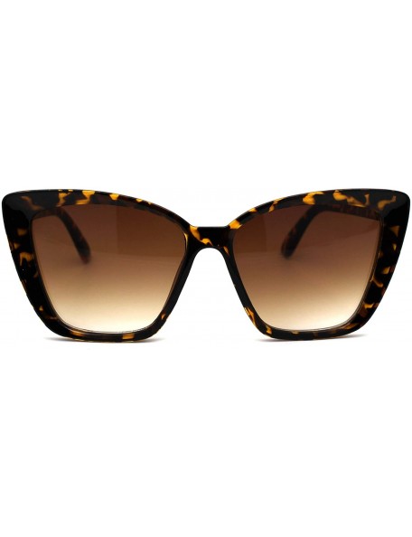 Rectangular Womens Oversize Cat Eye Retro 90s Designer Sunglasses - Tortoise Gradient Brown - CS196WMZN9S $11.16