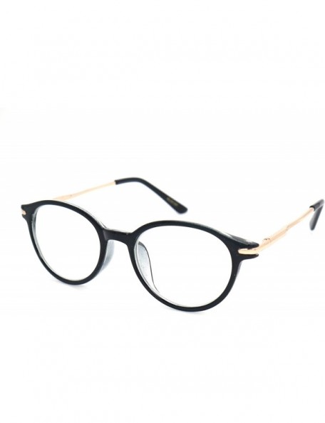 Round shoolboy Round fullRim Lightweight Reading Glasses - A1 Shiny Black Gold - C218AXO2OO5 $19.88