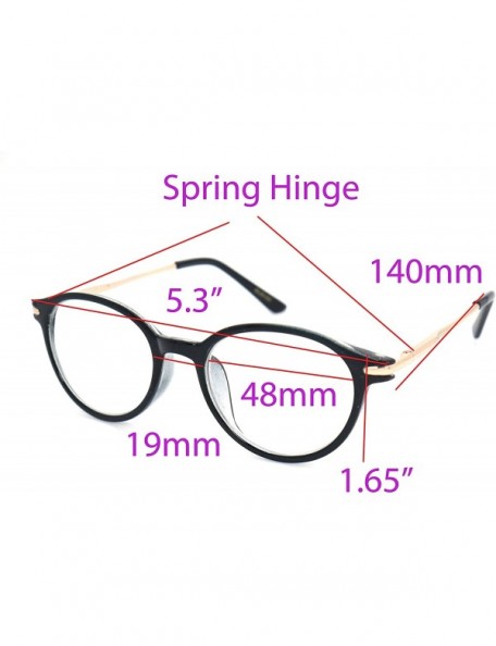 Round shoolboy Round fullRim Lightweight Reading Glasses - A1 Shiny Black Gold - C218AXO2OO5 $19.88