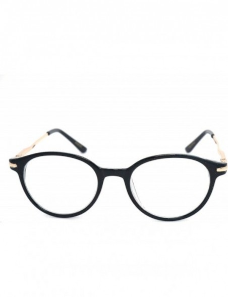 Round shoolboy Round fullRim Lightweight Reading Glasses - A1 Shiny Black Gold - C218AXO2OO5 $19.88