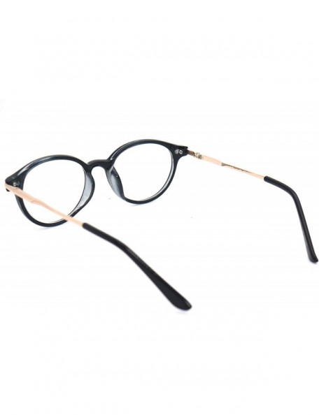 Round shoolboy Round fullRim Lightweight Reading Glasses - A1 Shiny Black Gold - C218AXO2OO5 $19.88