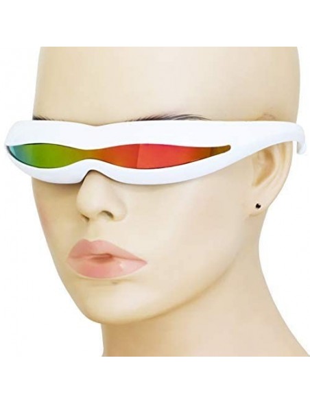 Wrap Futuristic Space Robot Alien Rave DJ Costume Party Cyclops Shield Sun Glasses for Women & Men - White - Mirror - CY18U38...