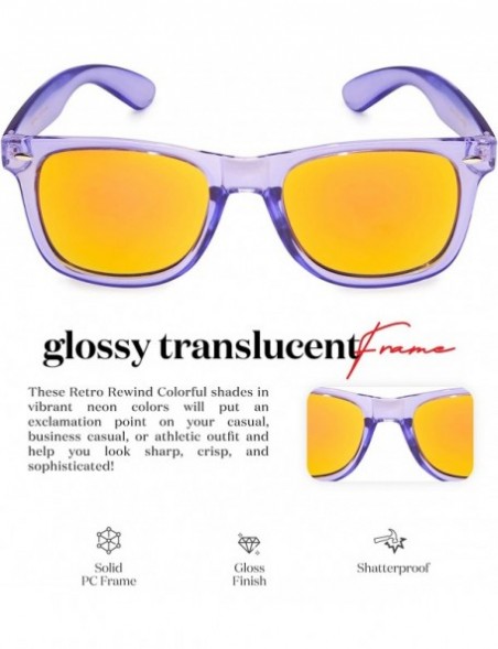 Sport Retro 80's Fashion Sunglasses - Colorful Neon Translucent Frame - Mirrored Lens - C71965CK6Q9 $10.47