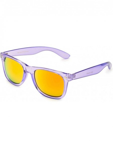 Sport Retro 80's Fashion Sunglasses - Colorful Neon Translucent Frame - Mirrored Lens - C71965CK6Q9 $10.47
