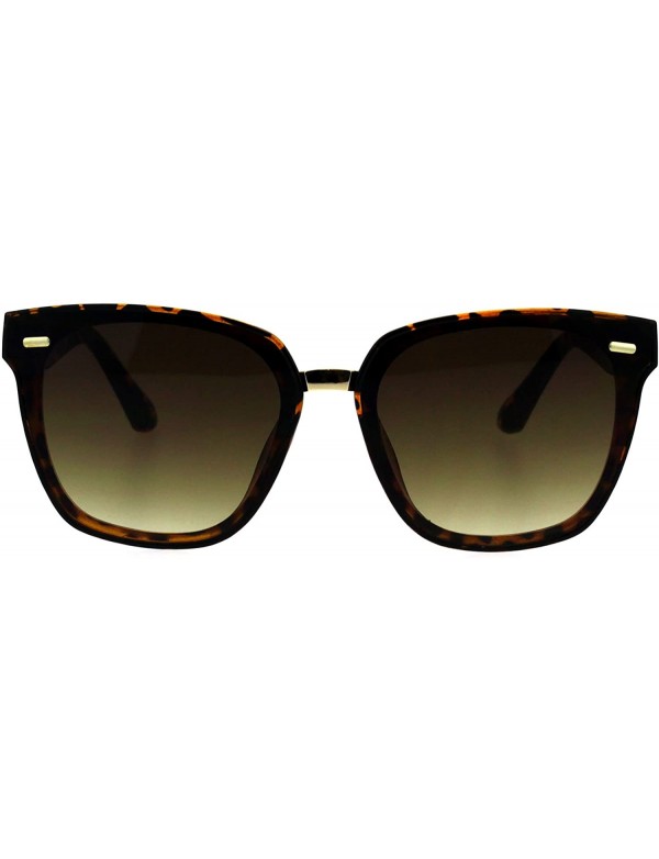 Rectangular Mens Panel Lens Horn Rim Plastic Hipster Sunglasses - Tortoise Brown - CO18E6M0U24 $8.91