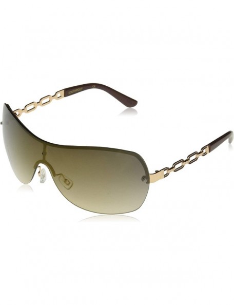 Shield Womens Non Polarized Iridium Sunglasses - Gold/Brown - C518NTZO9MY $19.70