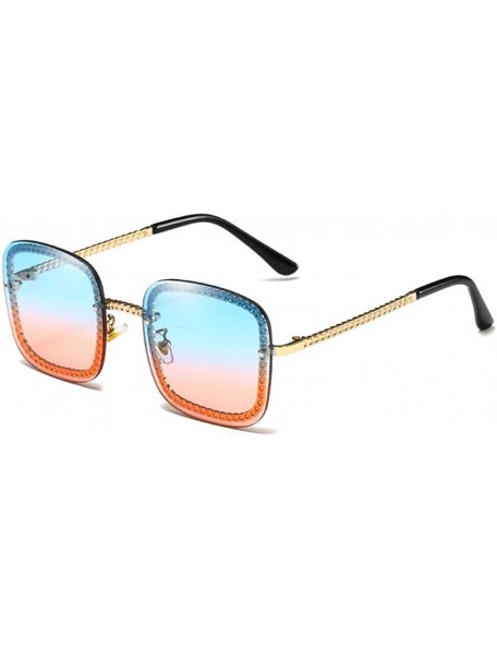 Square Women Sunglasses Fashion Gold Grey Drive Holiday Square Non-Polarized UV400 - Blue Pink - CD18R0QZ8AR $9.80