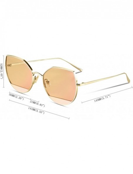 Cat Eye Cat Eye Flat Lens Metal Frame Sunglasses for Women with UV400 - Gold Frame/Rose Gold Mirrored Lens - C218GL0YZ6M $34.03