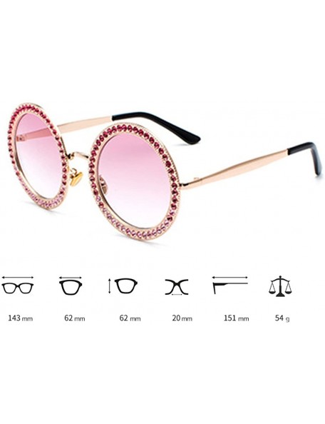 Rimless Women Round Rhinestone Sunglasses Metal Frame Polycarbonate lens - Gold Pink - CS18EOD75NN $10.88