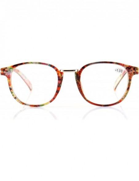 Round Floral Frame Metal Bridge Fashion Reading Glasses Spring Hinge A181 - Red - CJ18E3AD7RD $11.66