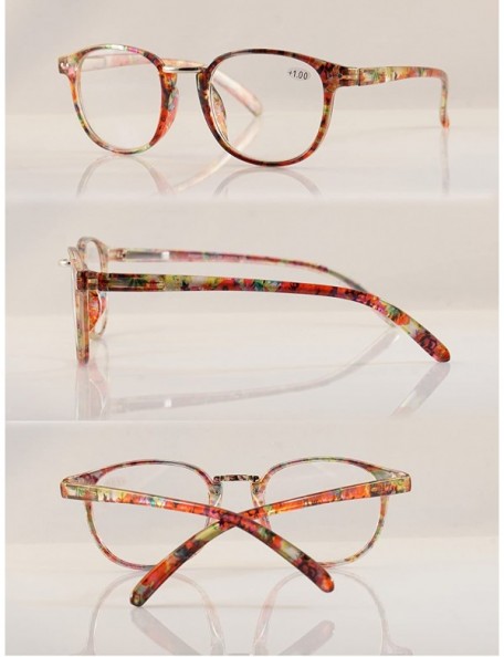 Round Floral Frame Metal Bridge Fashion Reading Glasses Spring Hinge A181 - Red - CJ18E3AD7RD $11.66