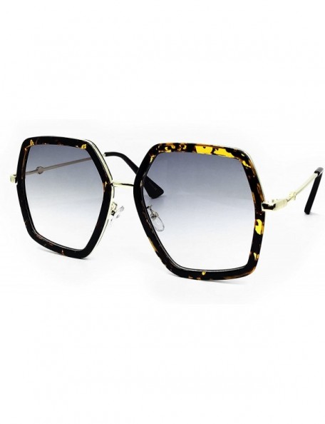 Oversized 8018 Premium Oversize XXL Women Retro Vintage Clear Brand Designer Square Sunglasses - Amber Black - C818DM8UL0O $1...