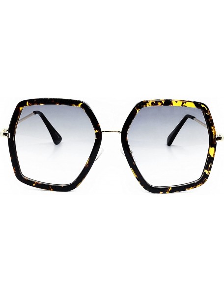 Oversized 8018 Premium Oversize XXL Women Retro Vintage Clear Brand Designer Square Sunglasses - Amber Black - C818DM8UL0O $1...