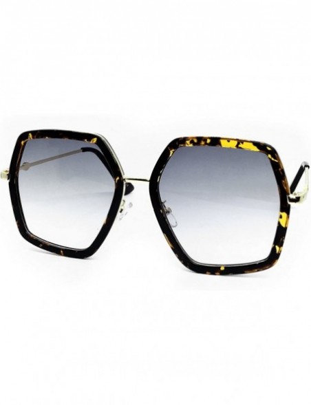 Oversized 8018 Premium Oversize XXL Women Retro Vintage Clear Brand Designer Square Sunglasses - Amber Black - C818DM8UL0O $1...