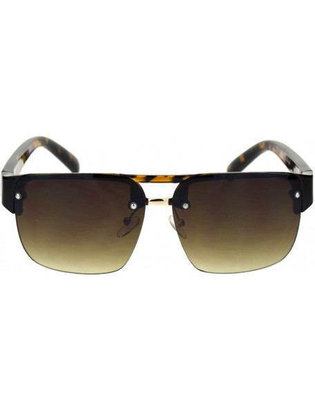 Rectangular Minimal Mod Rectangular Half Rim Mens Plastic Designer Sunglasses - Tortoise Brown - CS18R7OYOSU $13.05