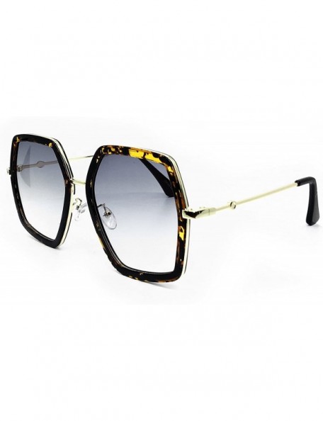 Oversized 8018 Premium Oversize XXL Women Retro Vintage Clear Brand Designer Square Sunglasses - Amber Black - C818DM8UL0O $1...