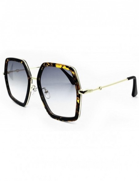 Oversized 8018 Premium Oversize XXL Women Retro Vintage Clear Brand Designer Square Sunglasses - Amber Black - C818DM8UL0O $1...