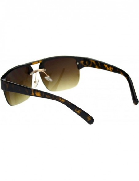 Rectangular Minimal Mod Rectangular Half Rim Mens Plastic Designer Sunglasses - Tortoise Brown - CS18R7OYOSU $13.05