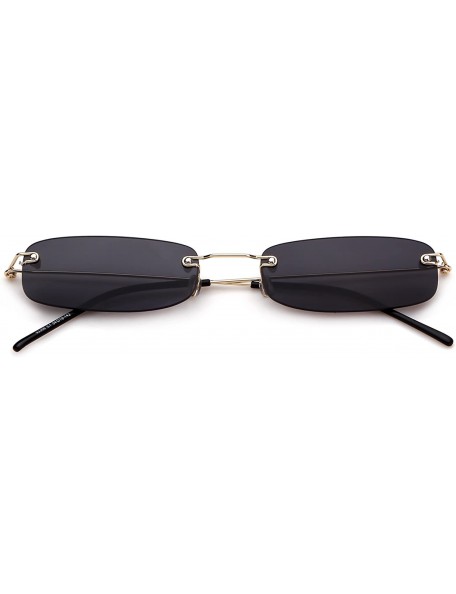 Rectangular Rectangle Rimless Sunglasses Brand Designer Small Frame Eyeglasses Ocean Lens unisex - Gray - CQ18EYLAS52 $13.74