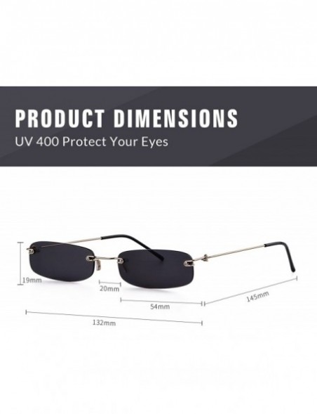 Rectangular Rectangle Rimless Sunglasses Brand Designer Small Frame Eyeglasses Ocean Lens unisex - Gray - CQ18EYLAS52 $13.74