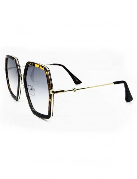 Oversized 8018 Premium Oversize XXL Women Retro Vintage Clear Brand Designer Square Sunglasses - Amber Black - C818DM8UL0O $1...