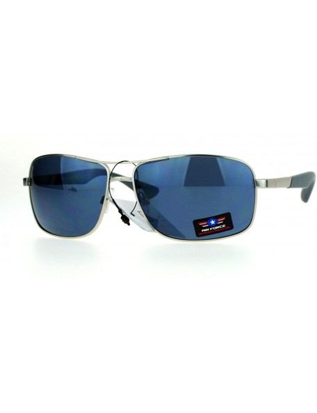 Rectangular Air Force Sunglasses Square Rectangular Mens Fashion Shades UV 400 - Silver - CS187C5U6NX $11.95