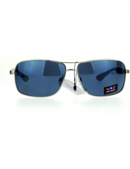 Rectangular Air Force Sunglasses Square Rectangular Mens Fashion Shades UV 400 - Silver - CS187C5U6NX $11.95