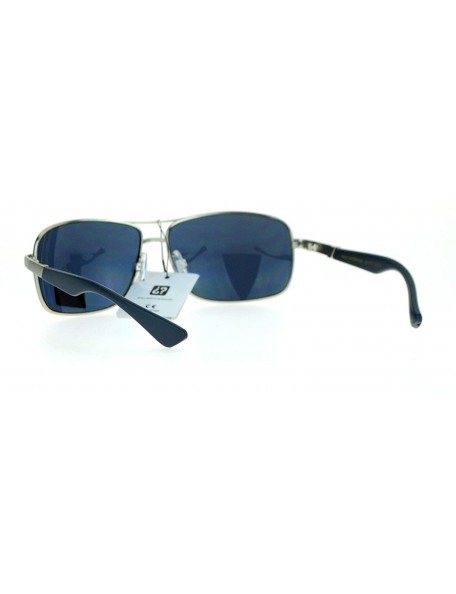 Rectangular Air Force Sunglasses Square Rectangular Mens Fashion Shades UV 400 - Silver - CS187C5U6NX $11.95
