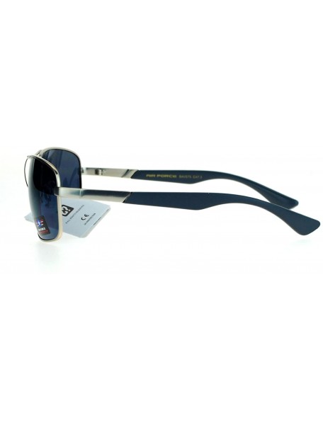 Rectangular Air Force Sunglasses Square Rectangular Mens Fashion Shades UV 400 - Silver - CS187C5U6NX $11.95