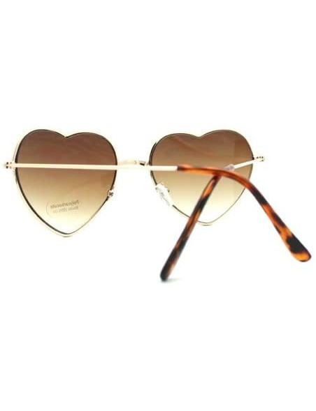 Oval Thin Metal Heart Shape Sunglasses Womens Cute Shades Gold/Silver - Gold - CP1884EKTZ7 $11.95