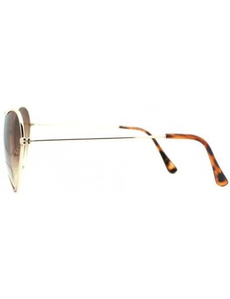 Oval Thin Metal Heart Shape Sunglasses Womens Cute Shades Gold/Silver - Gold - CP1884EKTZ7 $11.95