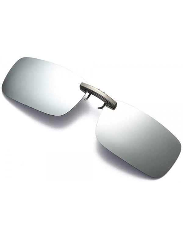 Square Detachable Night Vision Lens Driving Metal Polarized Clip On Glasses Sunglasses - Silver - CM18TOW39IO $8.23