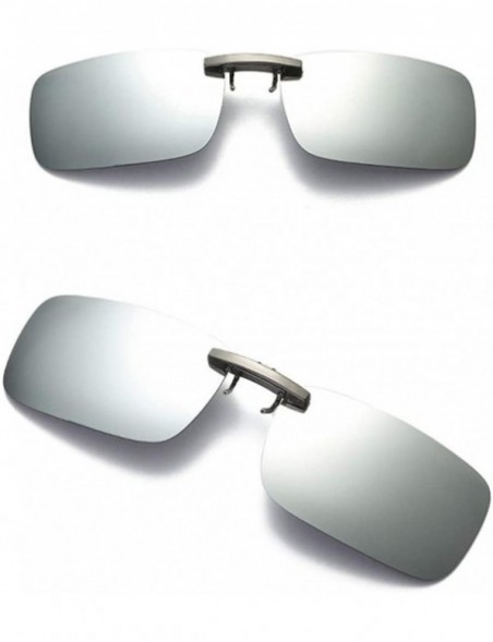 Square Detachable Night Vision Lens Driving Metal Polarized Clip On Glasses Sunglasses - Silver - CM18TOW39IO $8.23