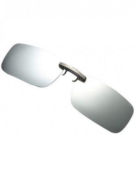 Square Detachable Night Vision Lens Driving Metal Polarized Clip On Glasses Sunglasses - Silver - CM18TOW39IO $8.23