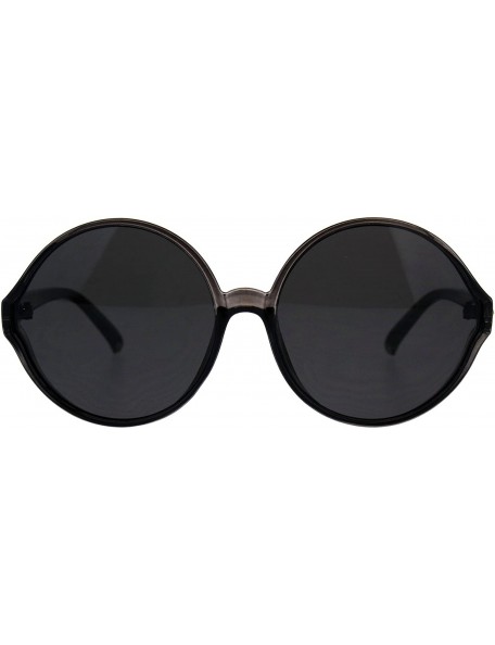 Round Womens Oversized Sunglasses Round Circle Designer Frame UV 400 - Grey (Black) - C618E52QLMR $11.43