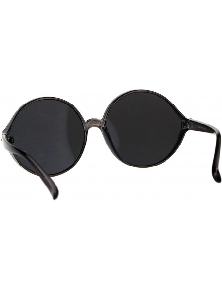 Round Womens Oversized Sunglasses Round Circle Designer Frame UV 400 - Grey (Black) - C618E52QLMR $11.43