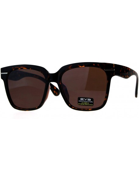 Rectangular Plastic Oversize Horn Rim Geeky Nerd Sunglasses - Tortoise Brown - CI18D3UEIXC $9.26